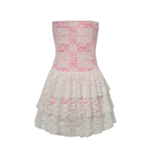 three-layer white lace dress