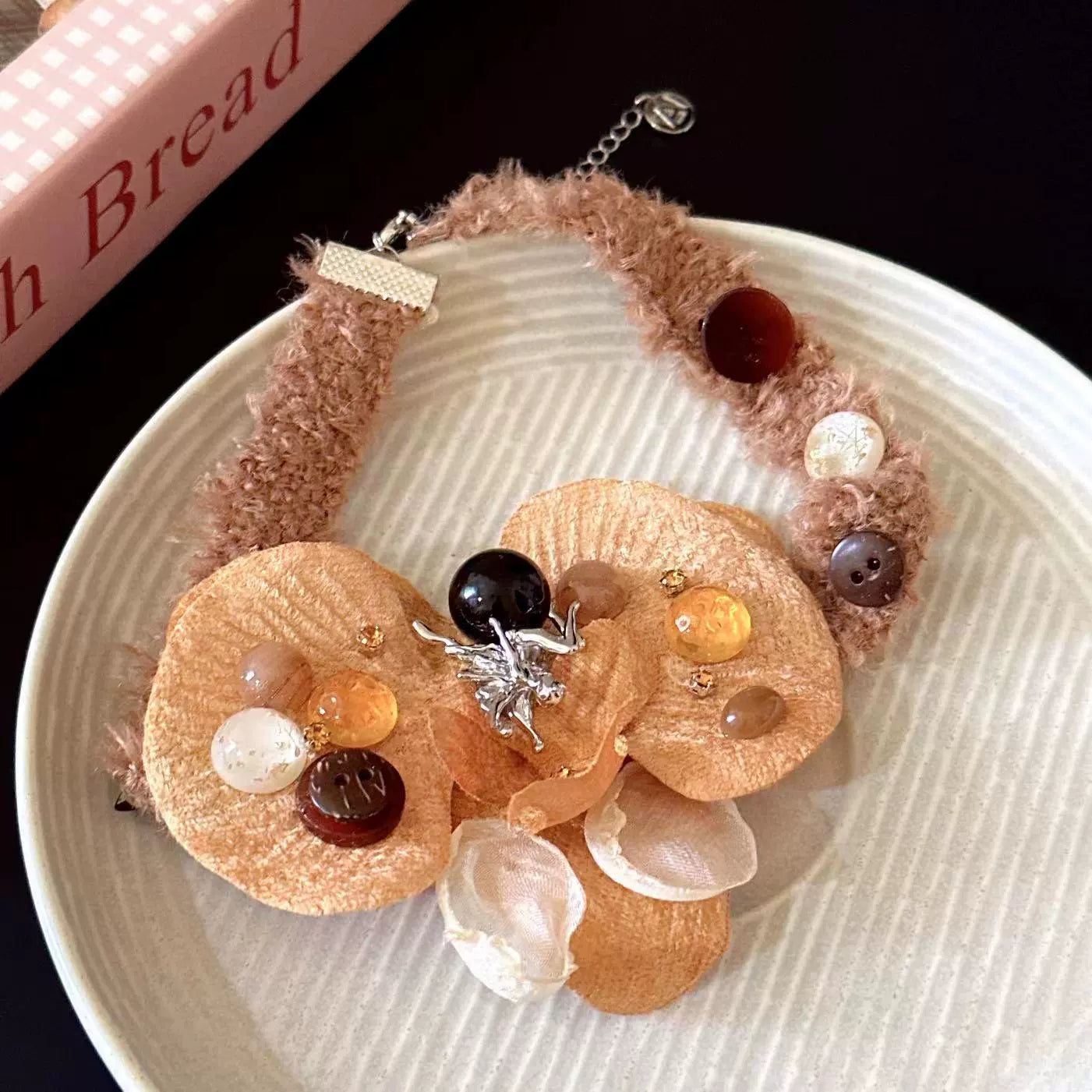 Y2K butterfly orchid plush choker