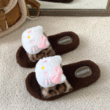 Brown Hello Kitty Plush Slippers