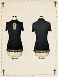 Cross stitch doll black and white Gothic hollow Tee