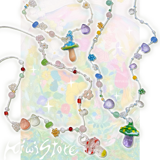 Raindrop Jelly Mushroom Bead Necklace