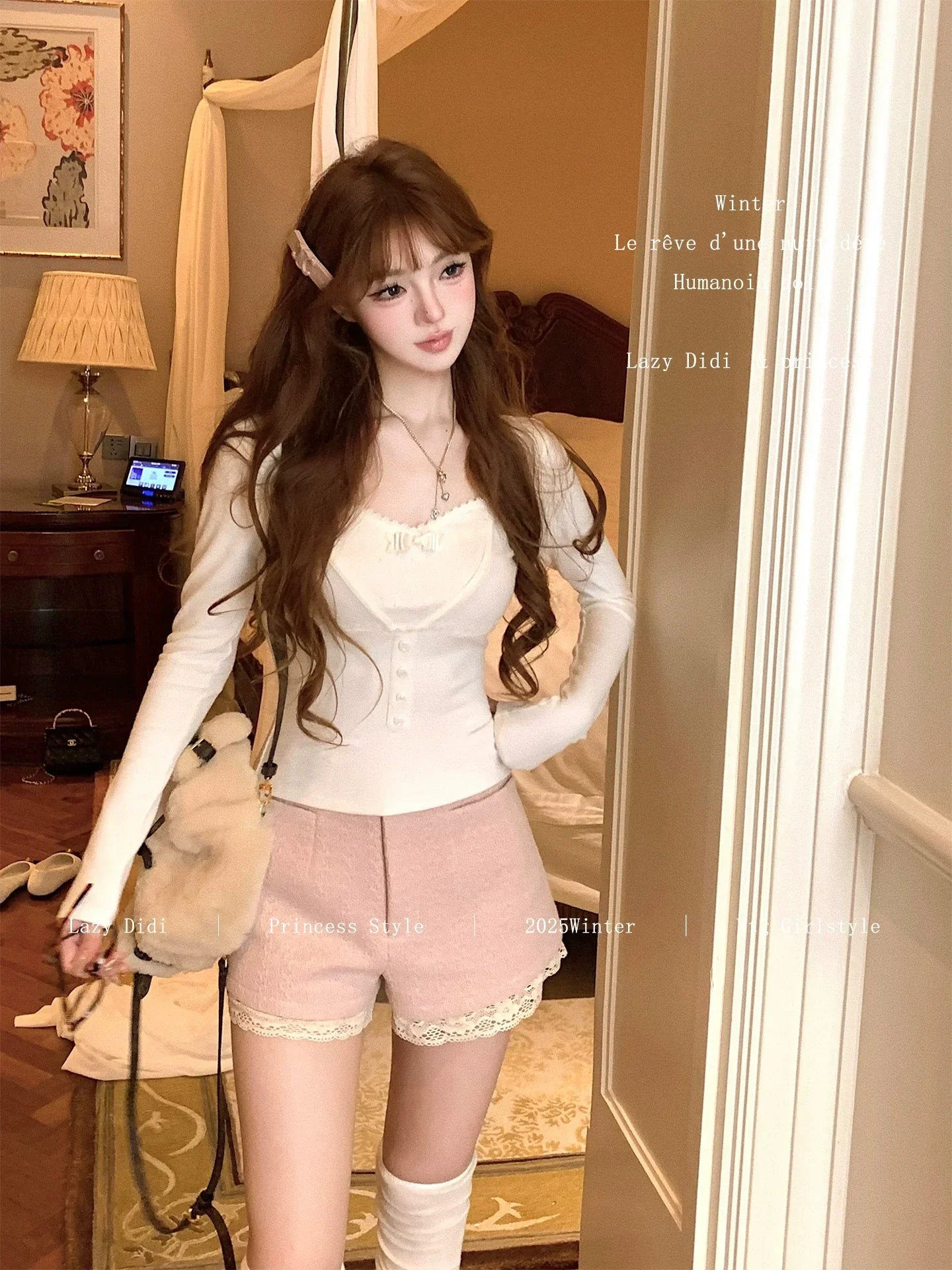 Lace Bow Faux Layer Top