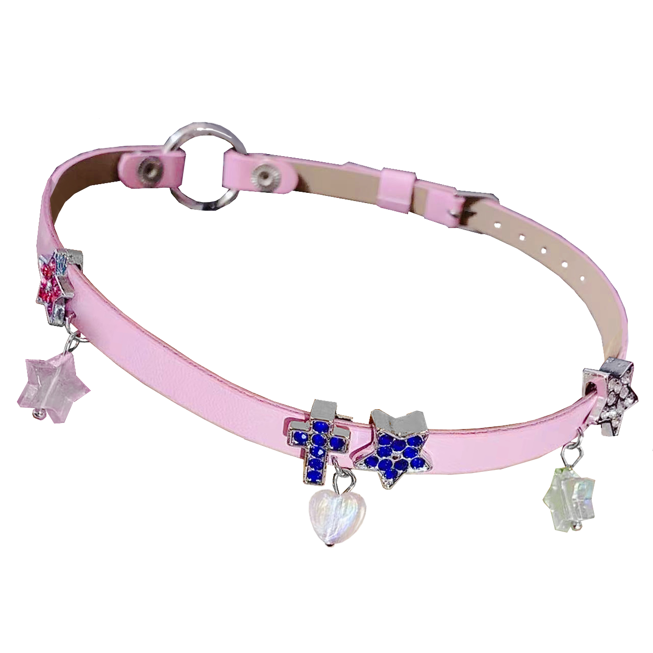 Dopamine colored leather choker necklace