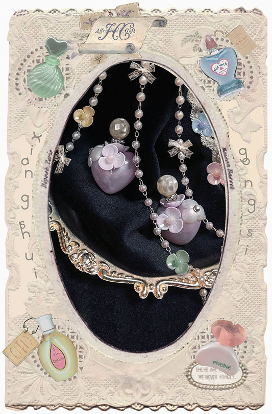 ~* tuberose bottle *~three-dimensional love perfume bottle modeling lavender pearl fritillary ball earrings