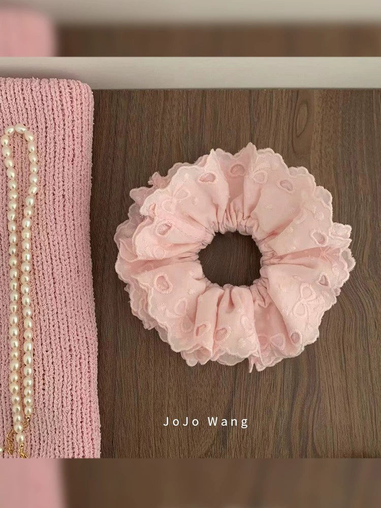 Pink lace embroidered large intestine headband