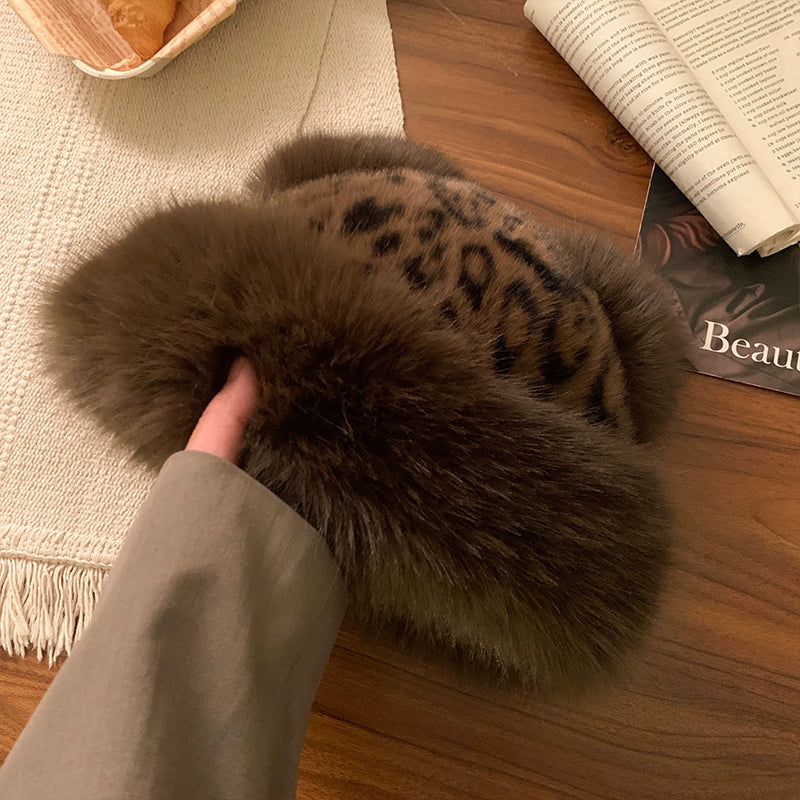 Little Bear Ears Leopard Pattern Plush Hat