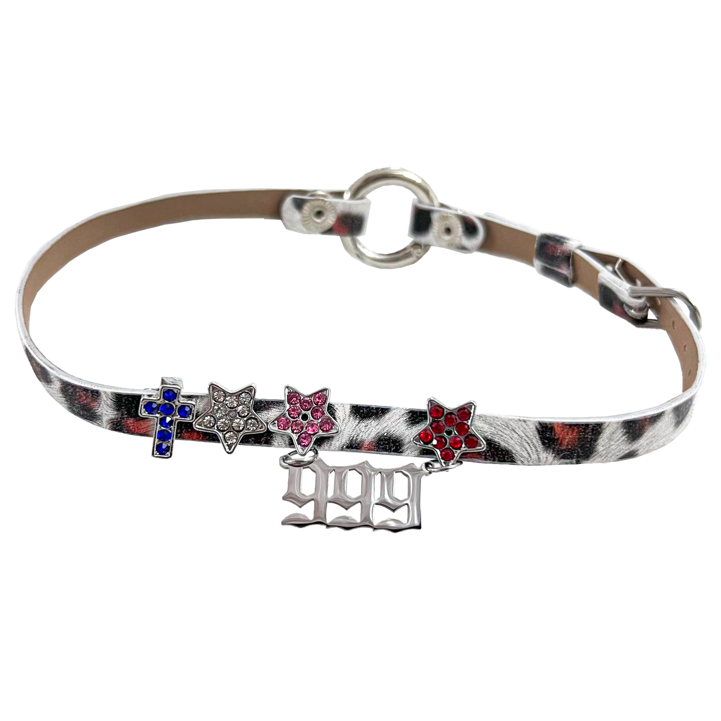 Dopamine colored leather choker necklace