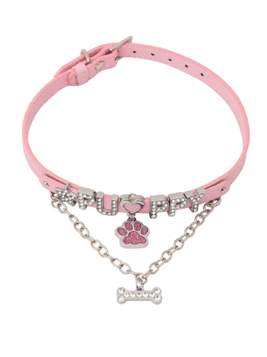 Dopamine colored leather choker necklace