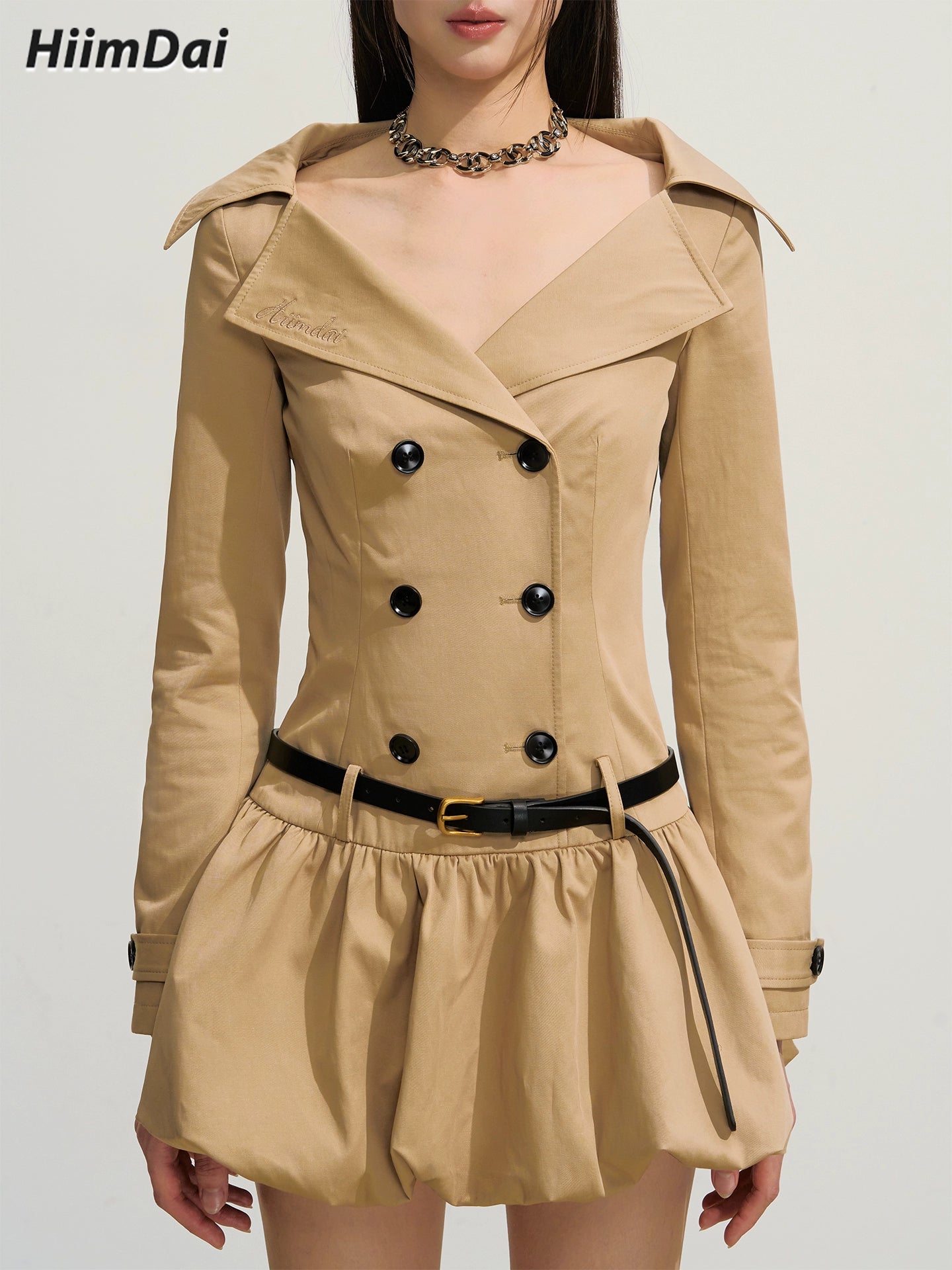 double breasted cinched dress