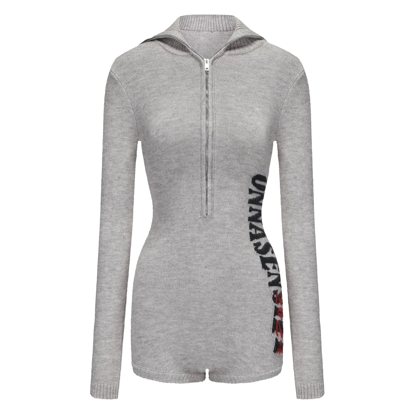 Knitted zip-up jumpsuit