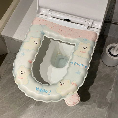 Cartoon cat lace toilet seat cushion