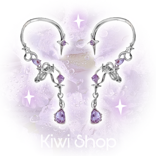 Purple Star Stone Wrapped Starry Ear Clip