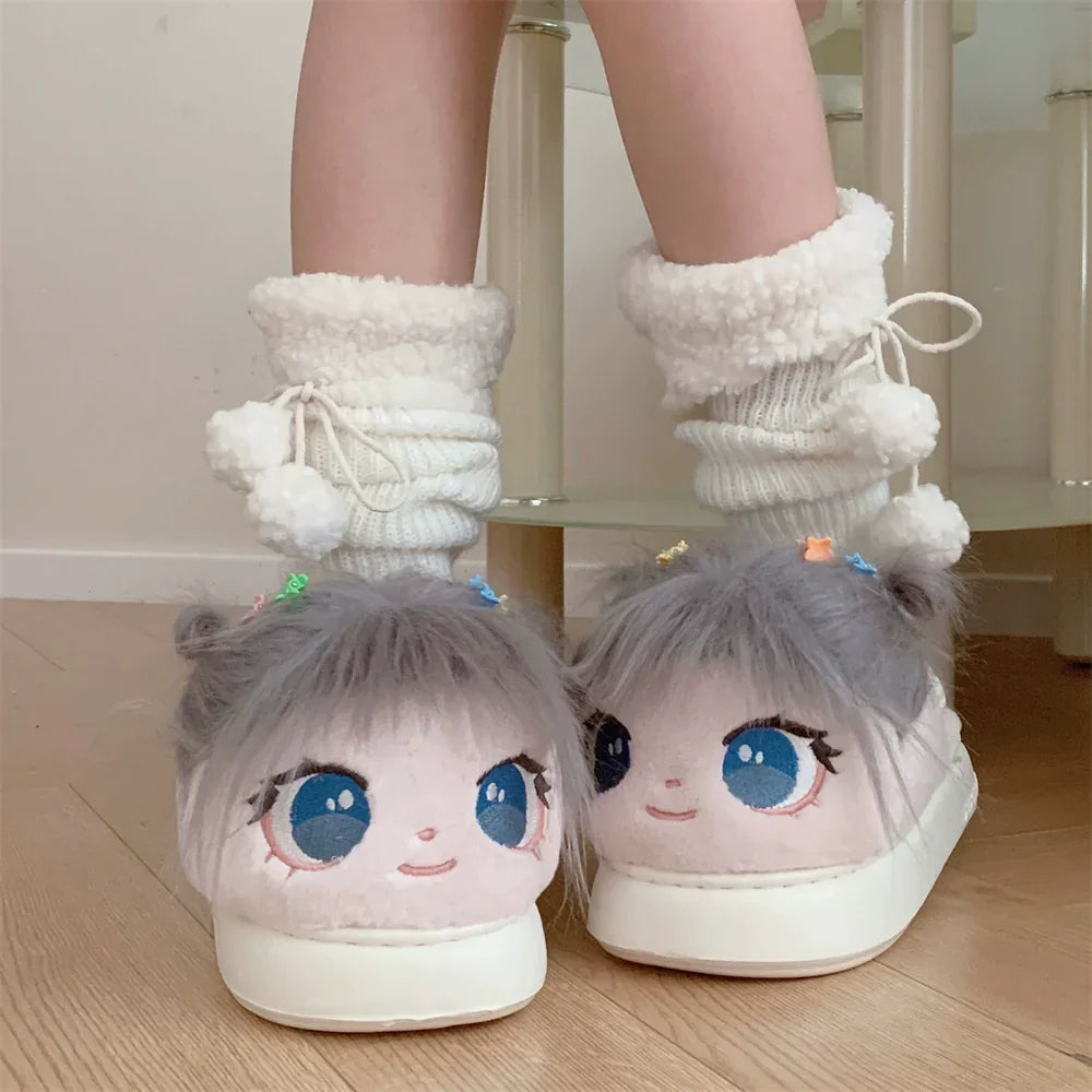 Cute big eyed cotton doll cotton slippers