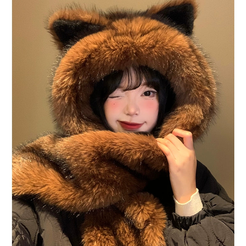 Fox ears, cute hat, scarf in one