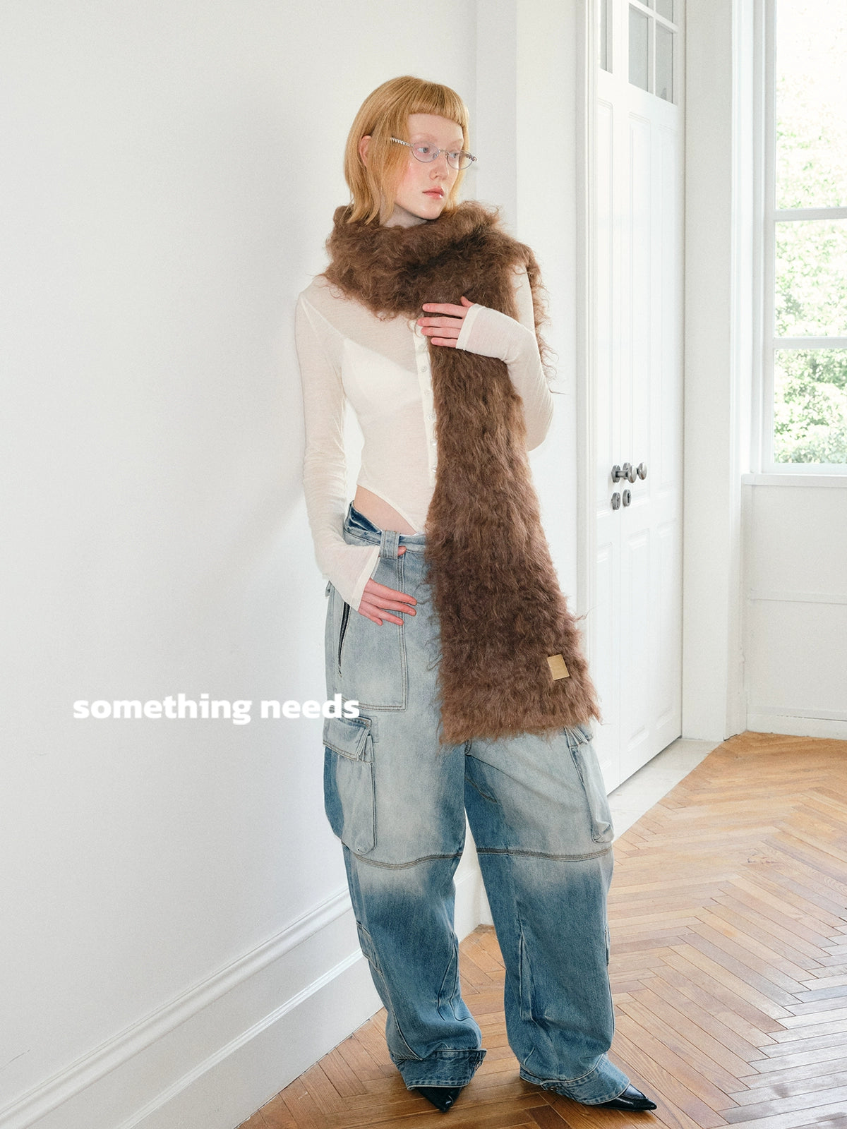 Gradient warm soft plush scarf