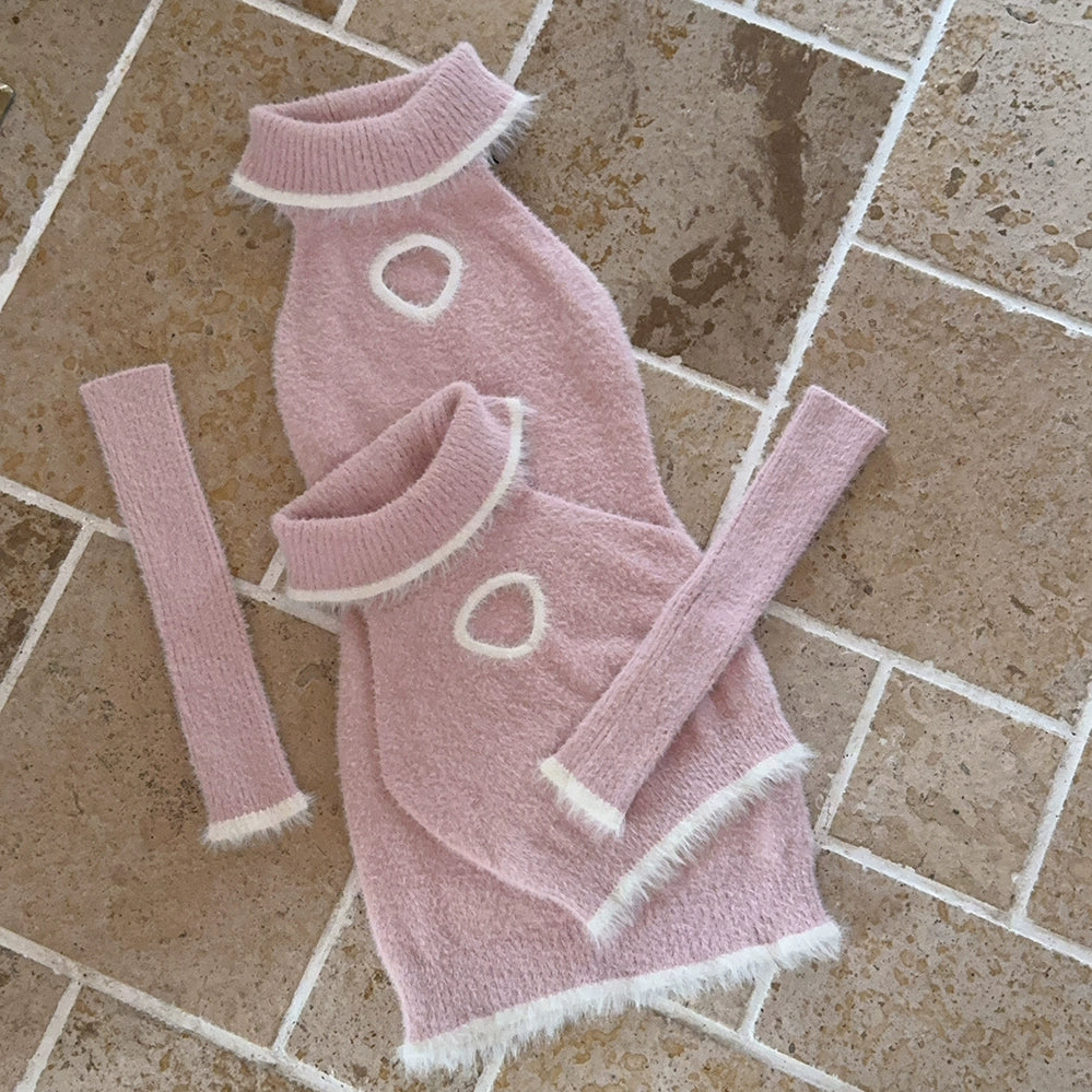 Imitation mink fur plush knitted short top