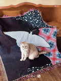 Knitted tapestry vintage patchwork sofa cover blanket