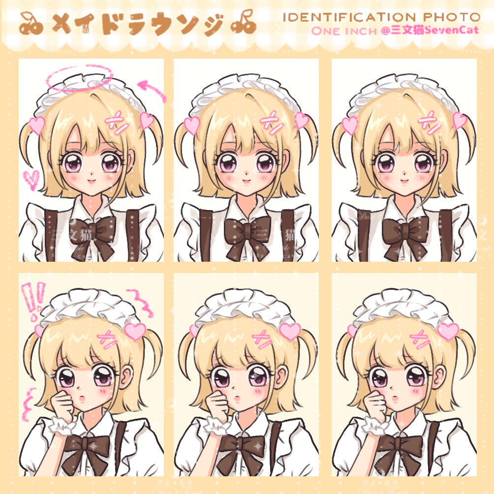 Maid Tea Shop Set Handbag Stickers Japanese Showa Card ID Photo