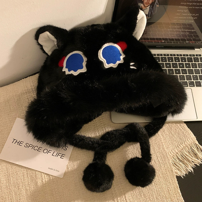 Cute black toothless plush hat
