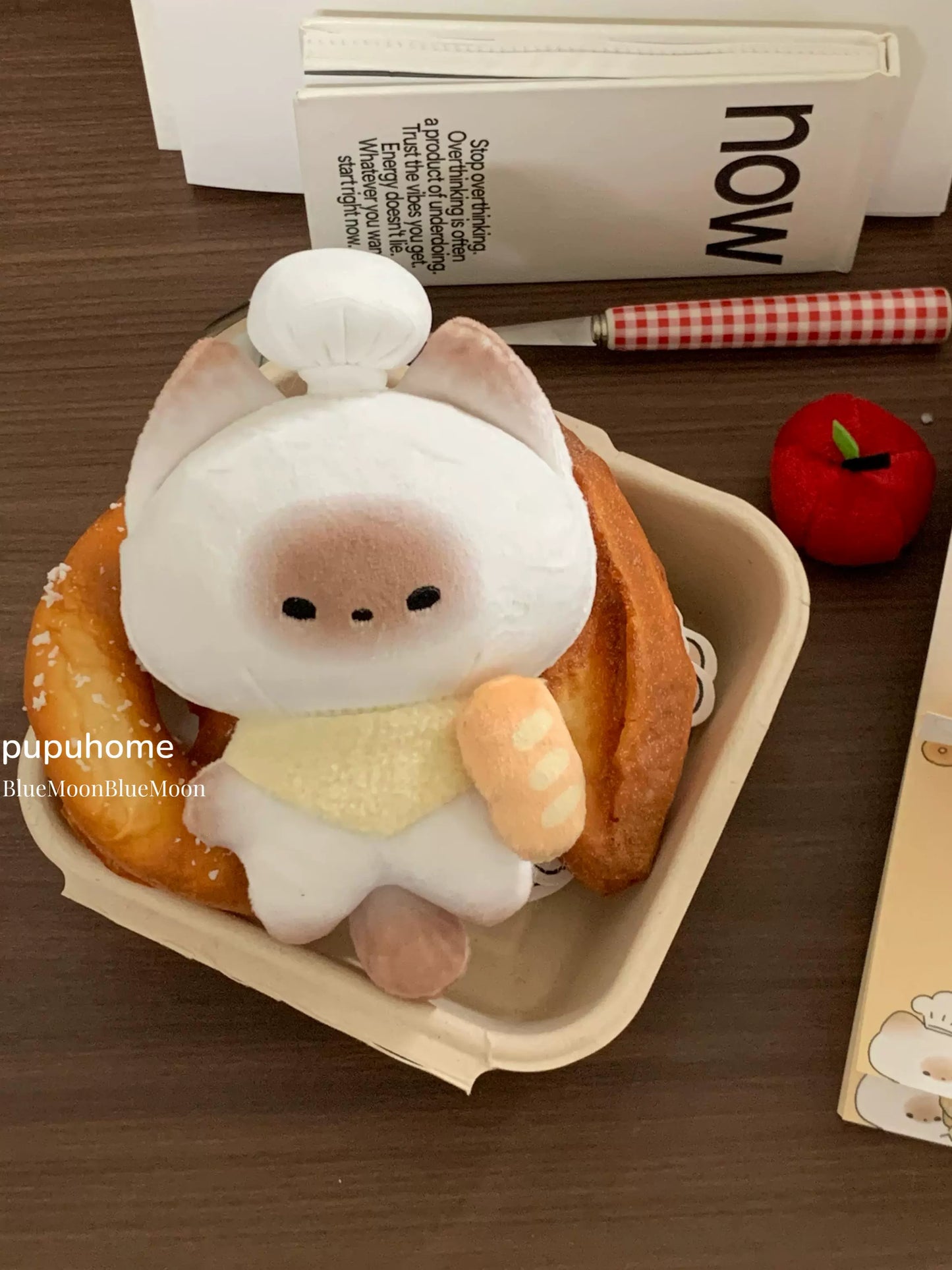 Mantou cat bread chef plush pendant