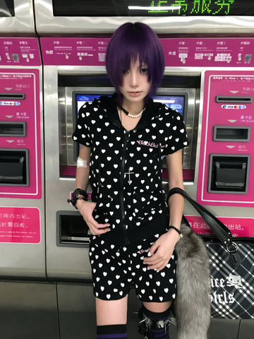 Black Love Cat Ear Full Print Set