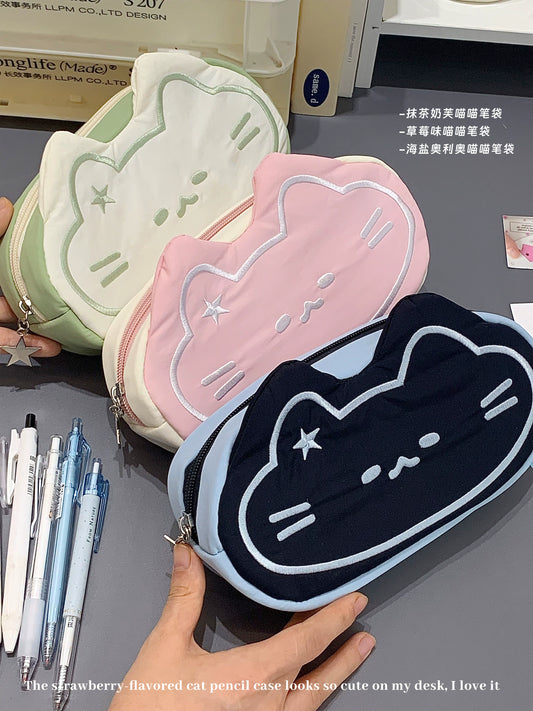 Matcha flavored cat pencil case