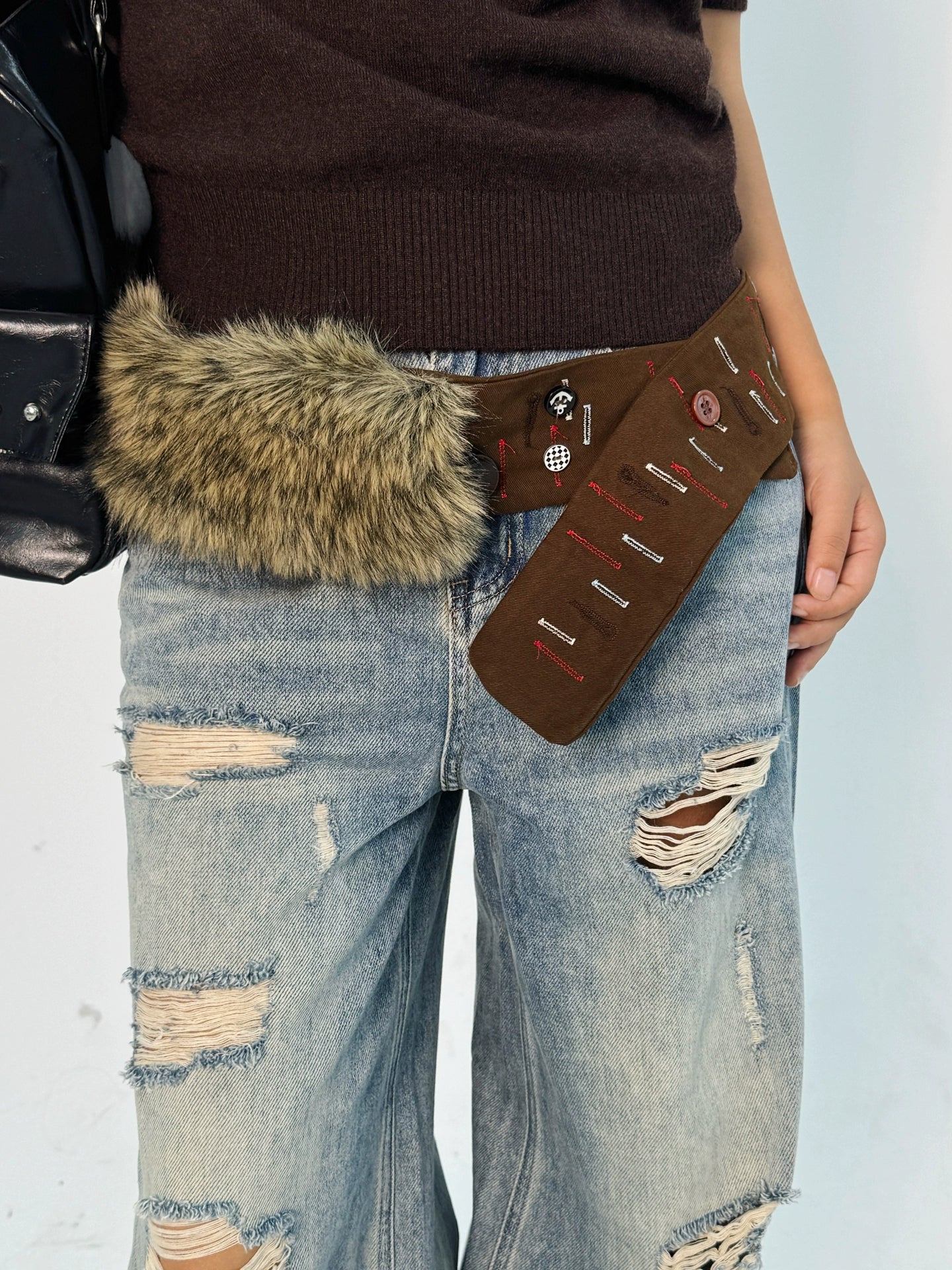 Imitation fur waist belt waist seal belt