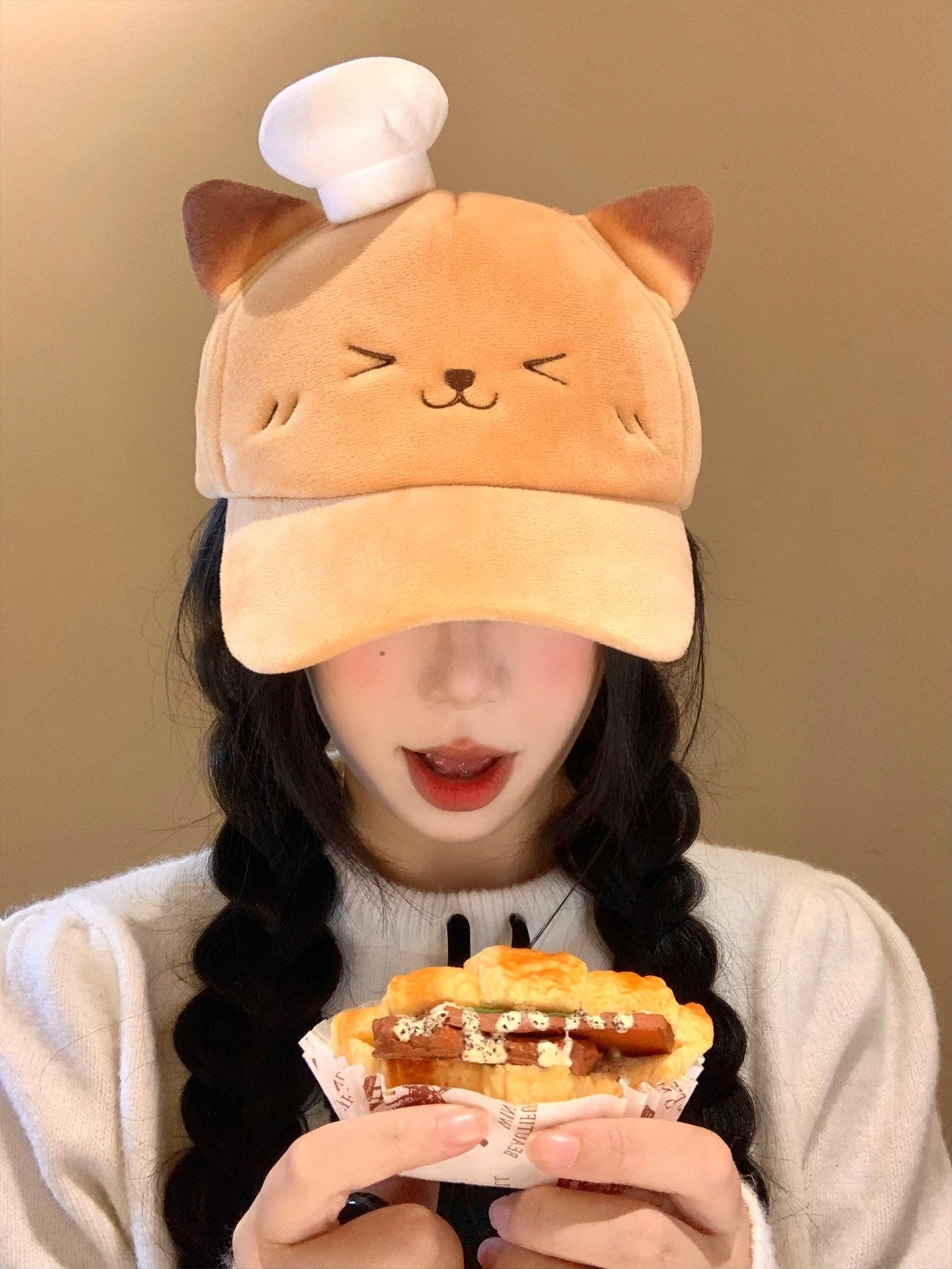 Cute roasted kitten chef hat