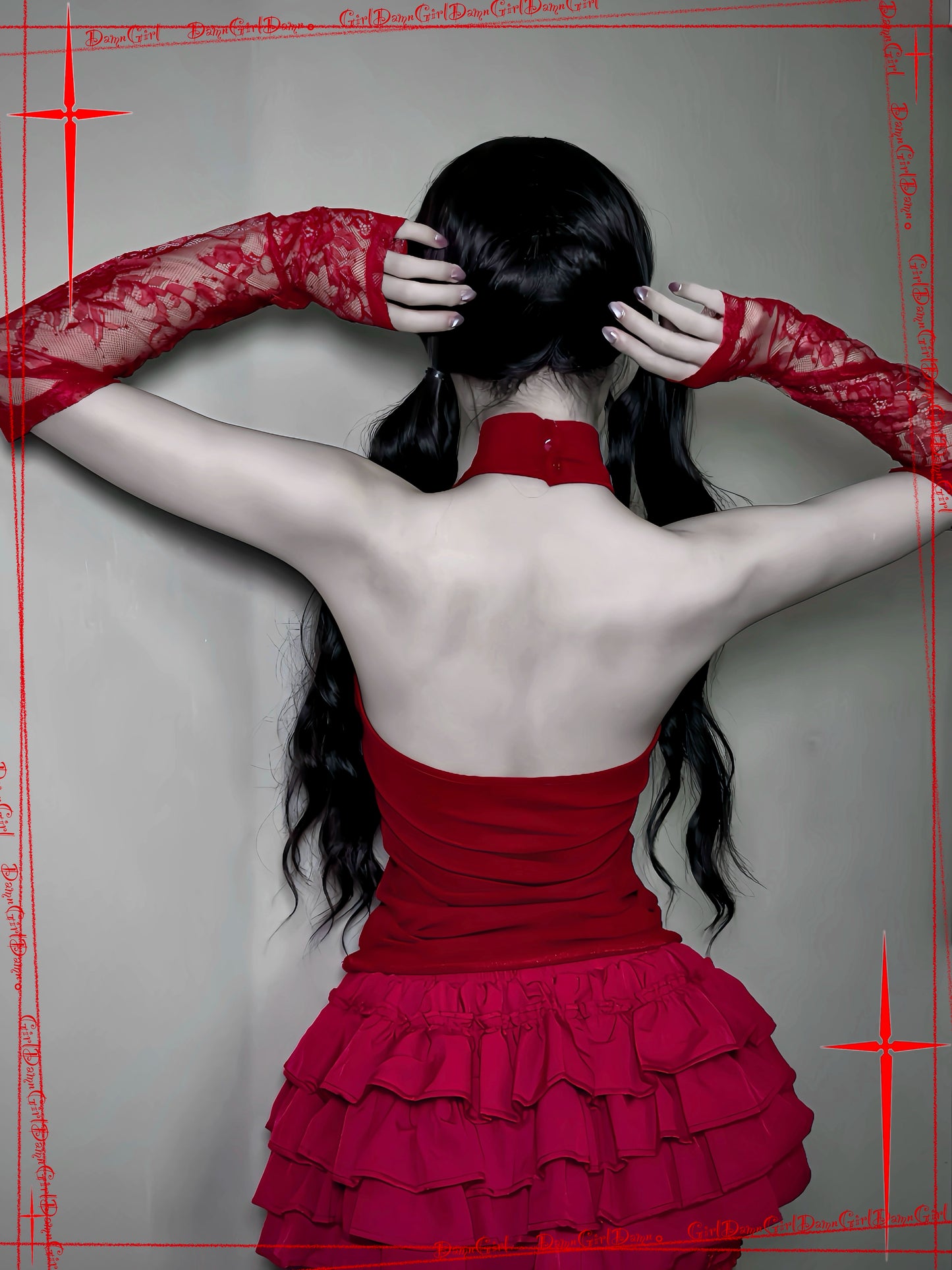 Dark Gothic style cross embroidered hollow vest