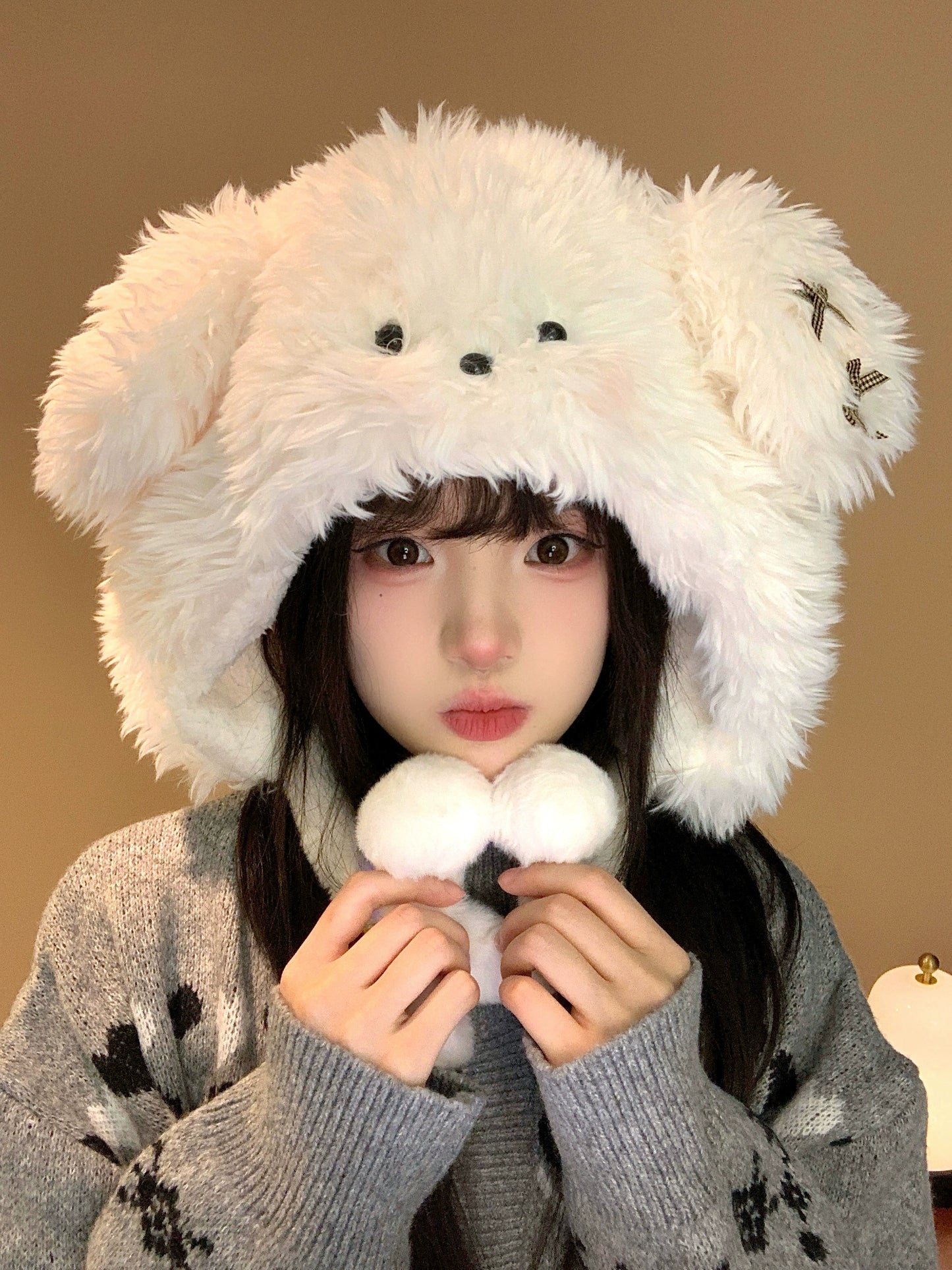 Cute puppy plush hat