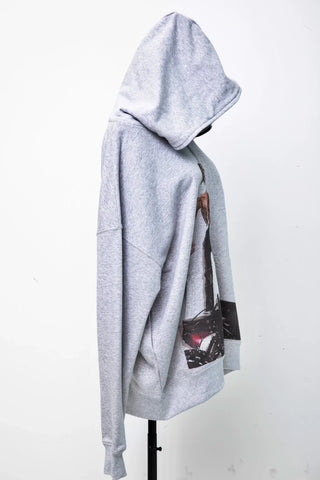 Spoof Travis Scott Portrait Grey Embroidered Hooded Jacket