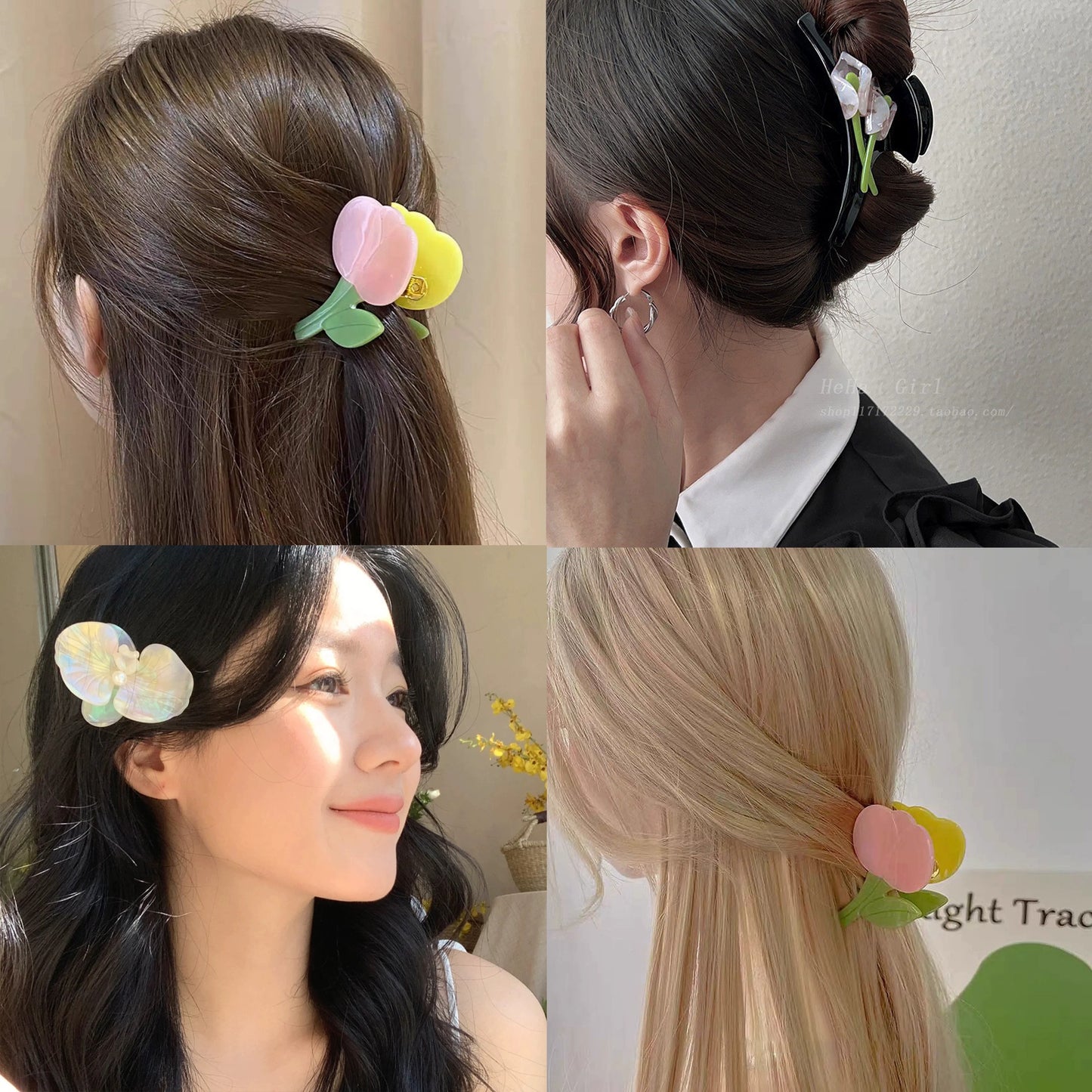 Spring Garden Flower Hair Shark Clip