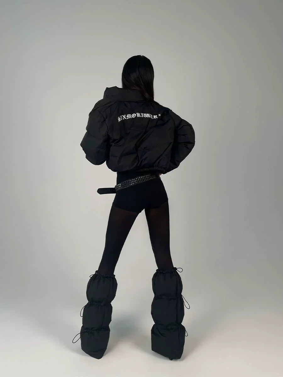 Embroidered cotton-padded jacket with letters