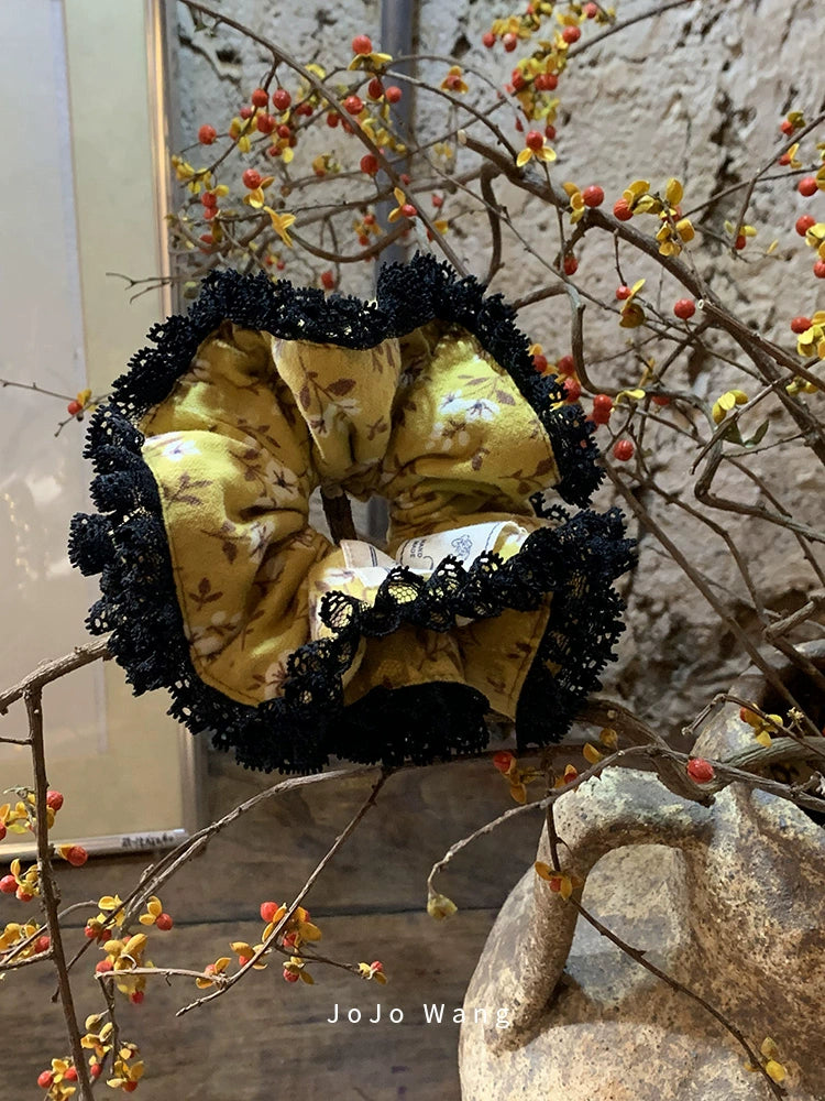 Ginger yellow small floral hair ring with large intestine