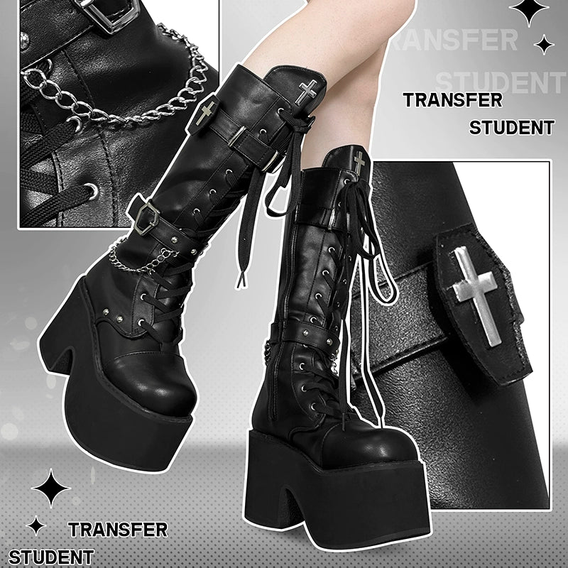 Blood Clan Chains Punk Thick Bottom Martin Boots