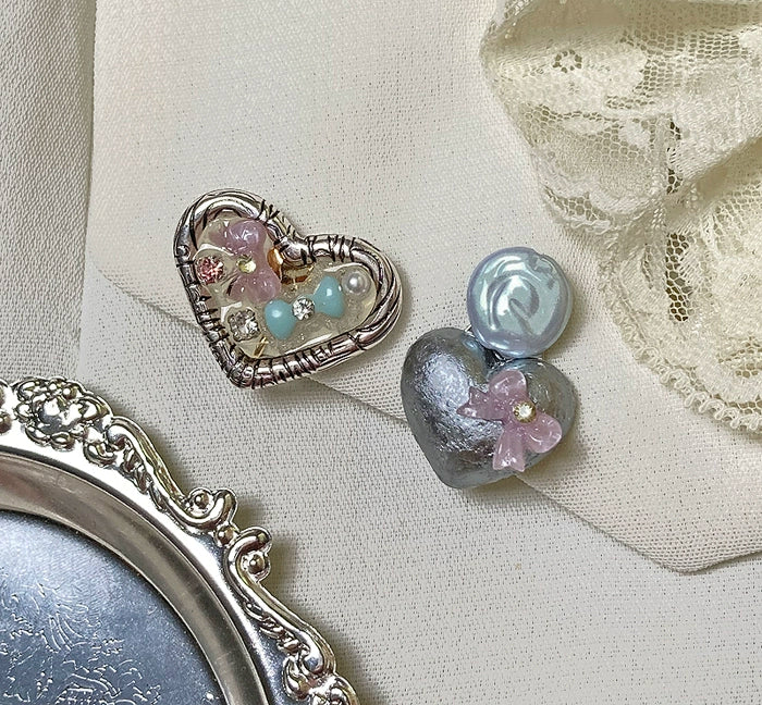 Ginza Gift House "Ginza Gift Silver Foil Love Gift Sparkling Diamond Antique Earrings