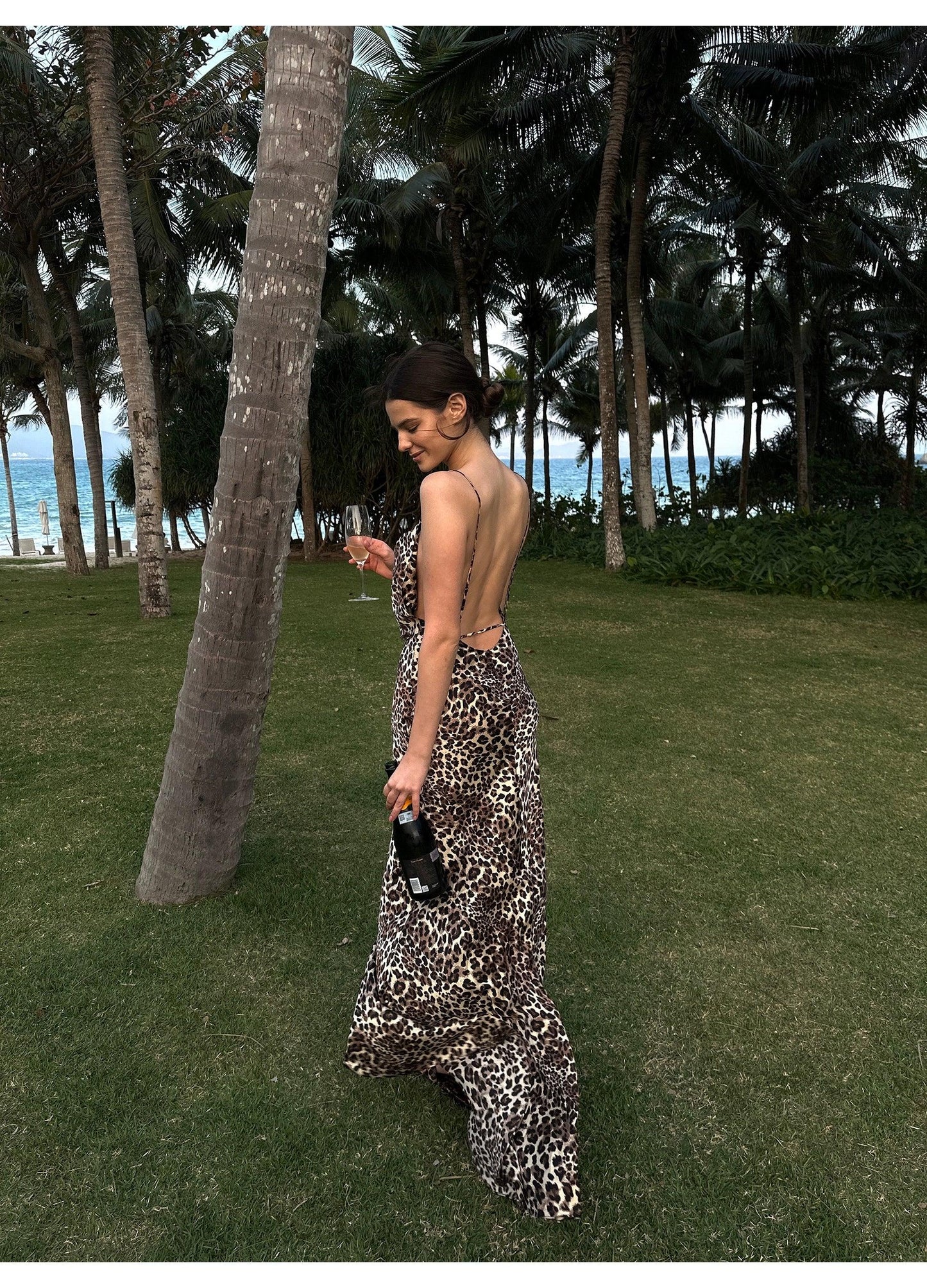 Leopard print suspender dress