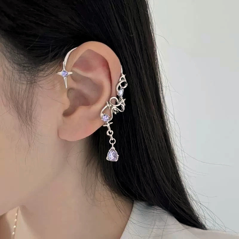 Purple Star Stone Wrapped Starry Ear Clip