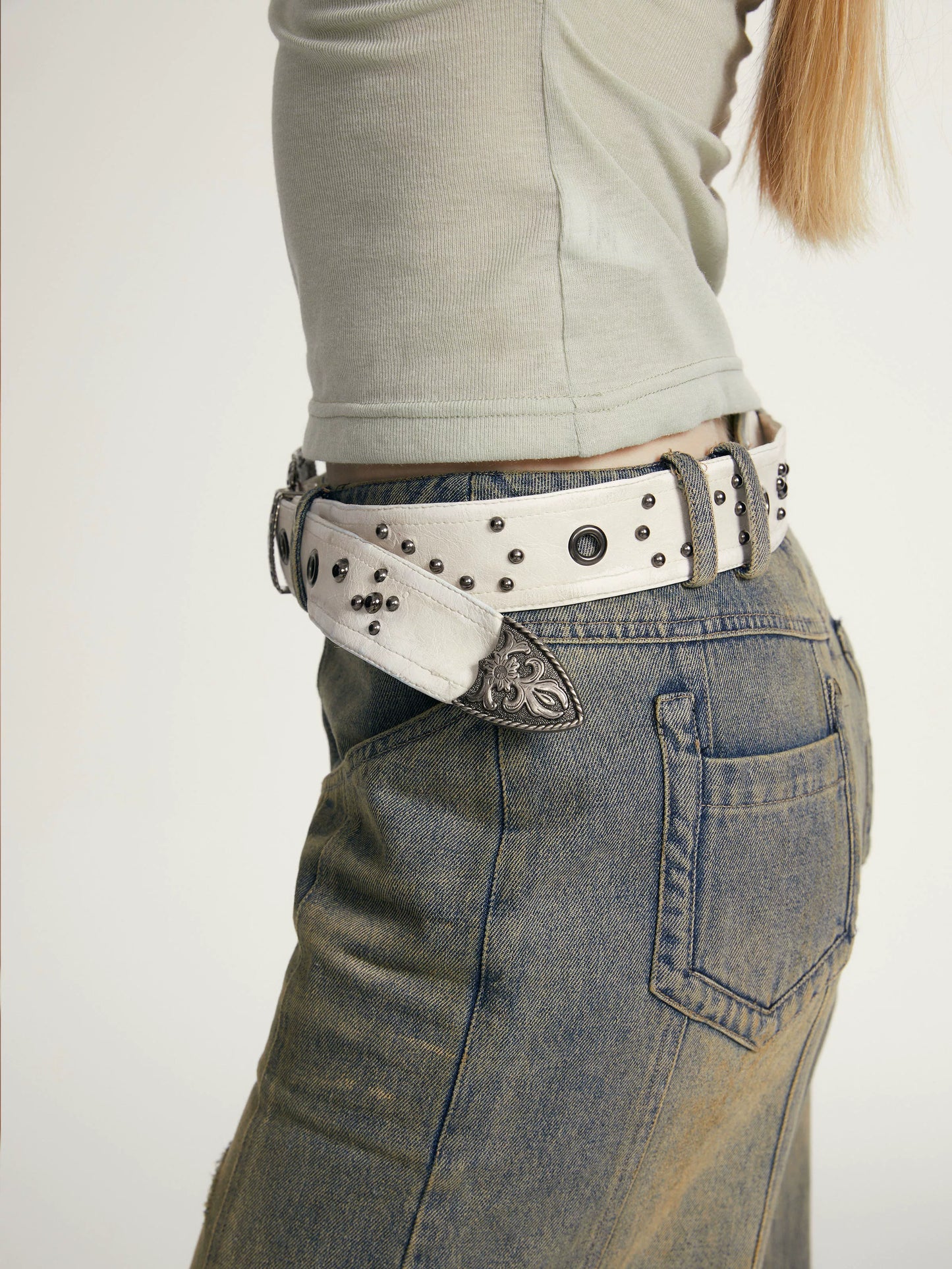 Retro Heavy Industry Metal Rivet Belt