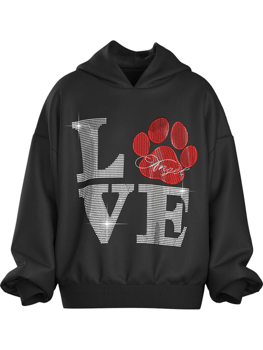 LOVE Rhinestone Black Hoodie