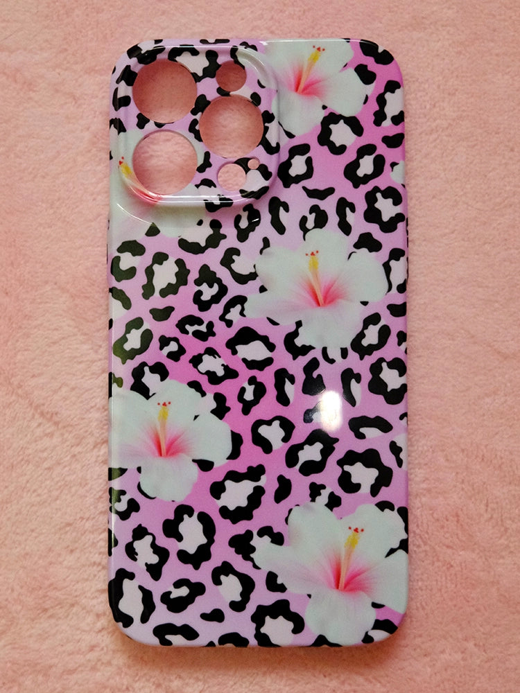 Hawaiian pink leopard print phone case