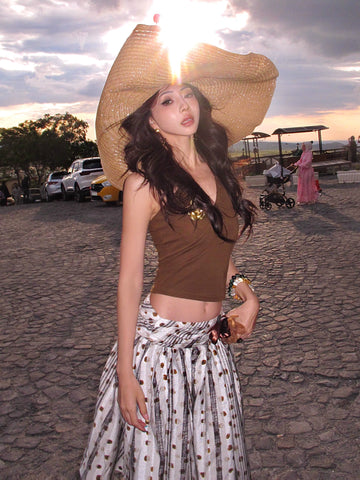 Waterbear retro romantic polka dot blend simple half skirt