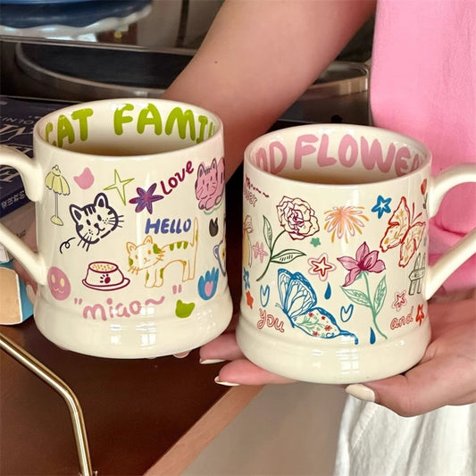 Childhood Graffiti Butterfly Cream Ceramic Mug