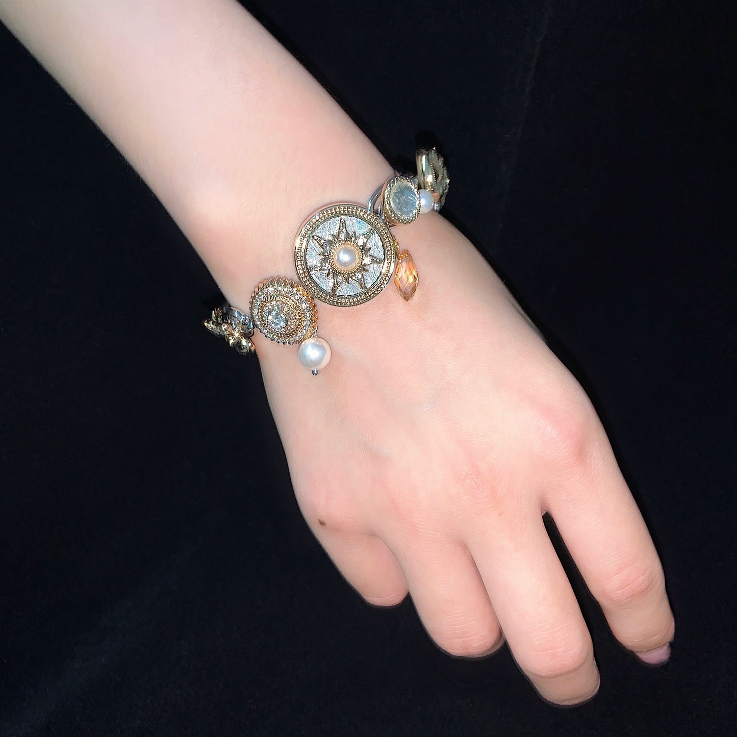 Athena 2.0 Gold Sun Button Titanium Steel Necklace