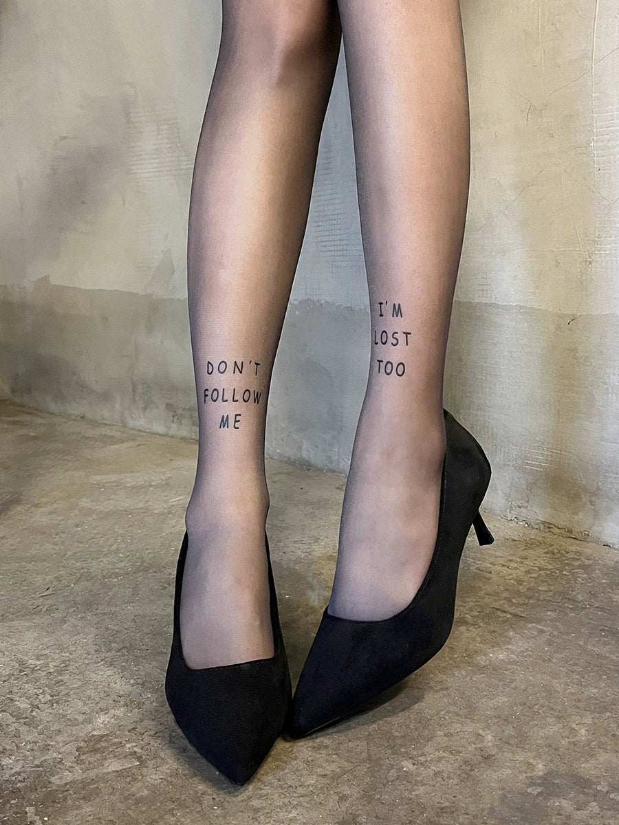 Letter printed pantyhose