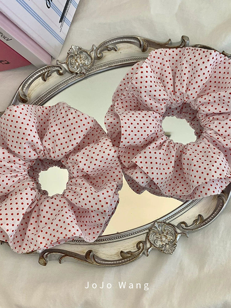 Pink polka dot large intestine hair circle