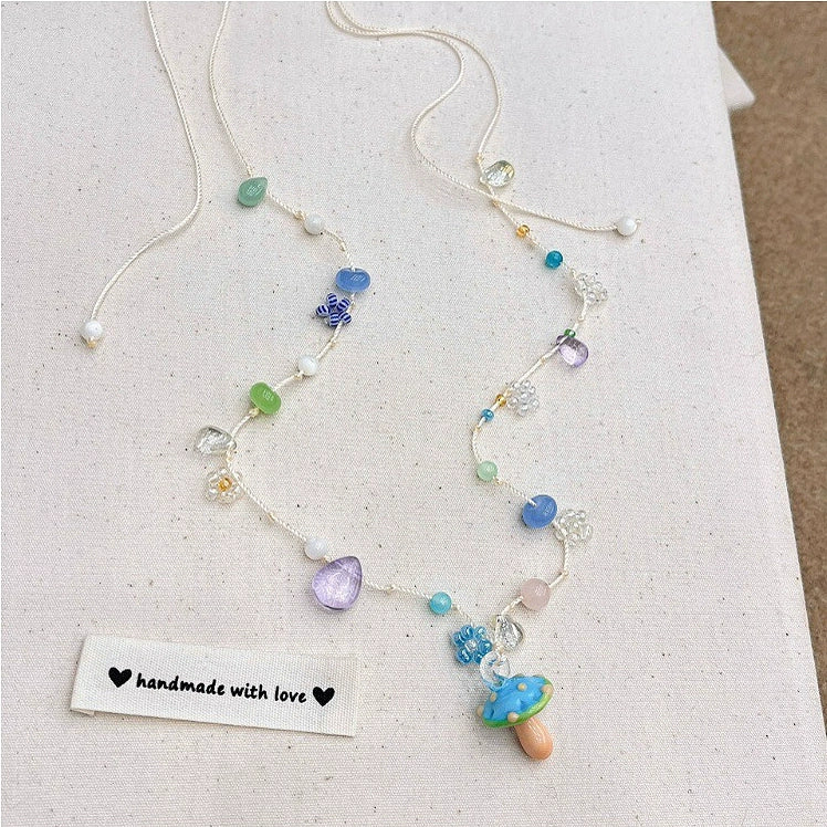 Raindrop Jelly Mushroom Bead Necklace