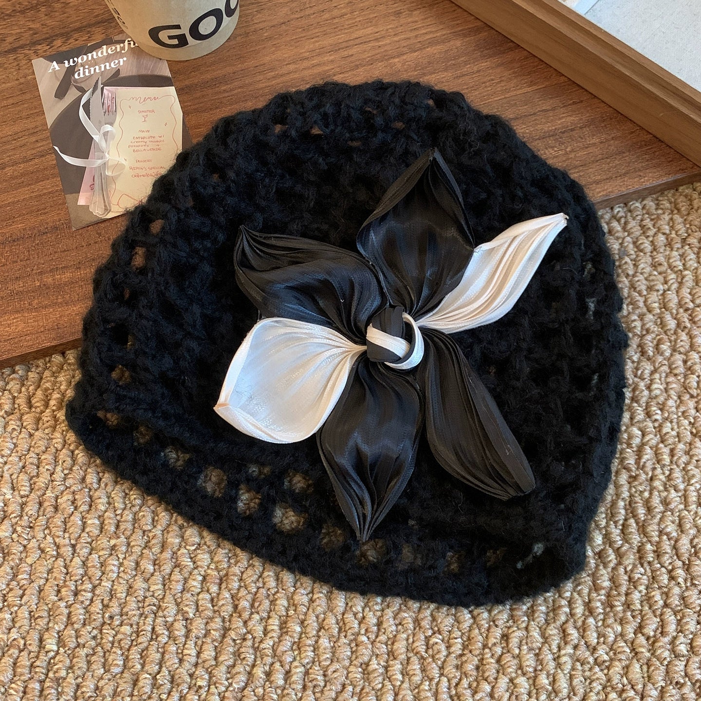 Three dimensional flower hollow woven toe cap