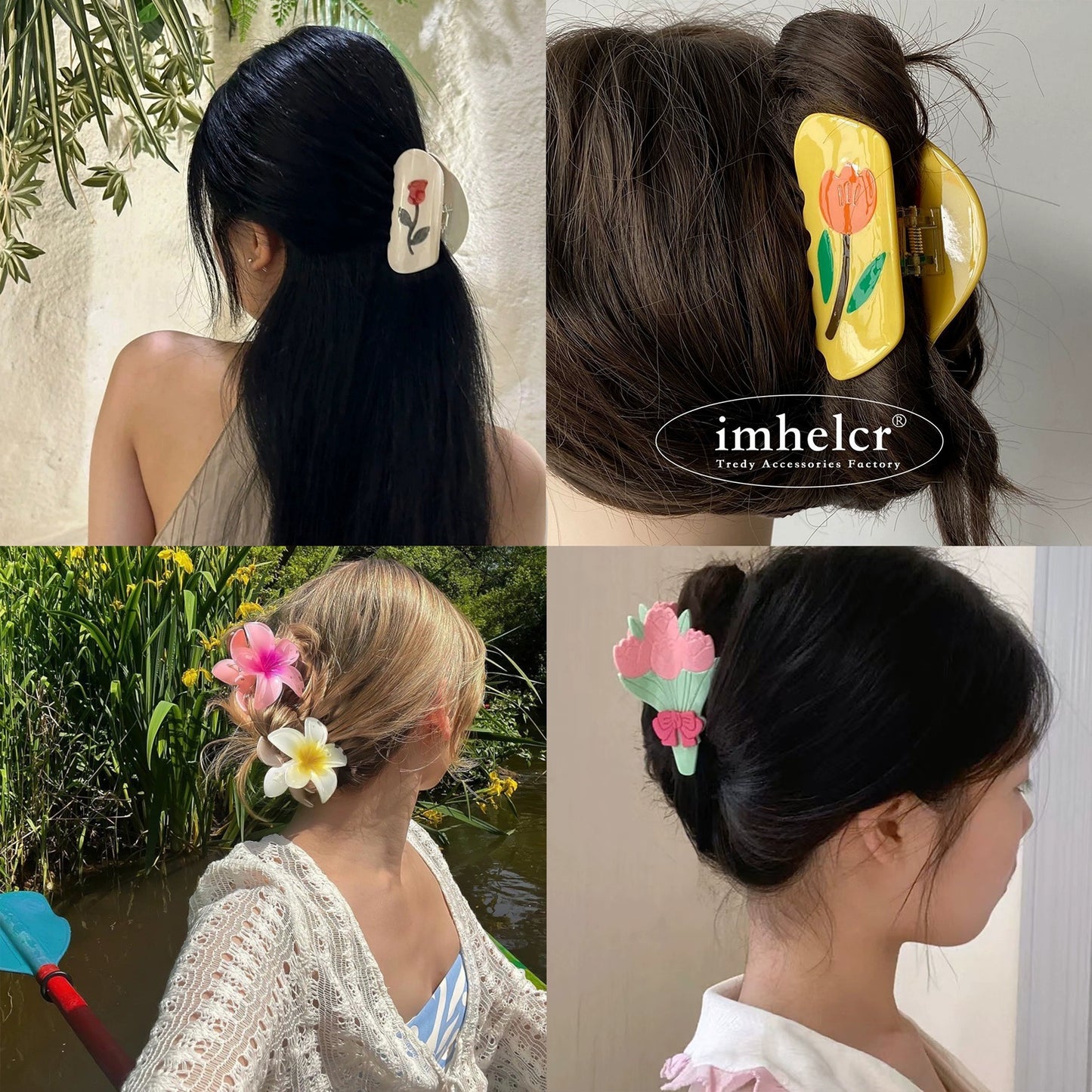 Spring Garden Flower Hair Shark Clip