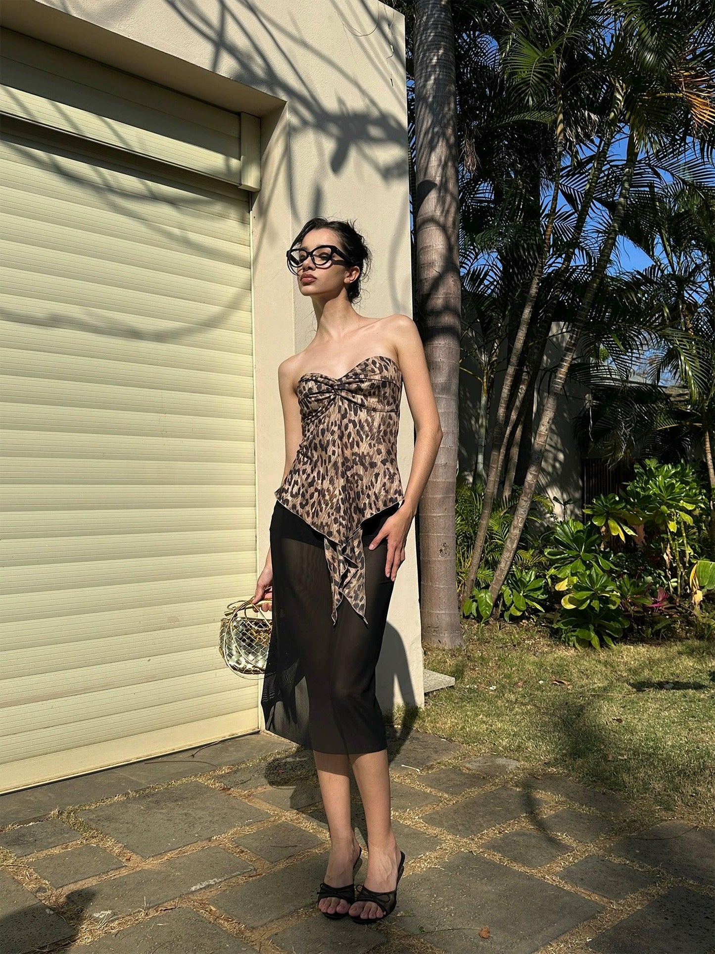 Leopard print tube top
